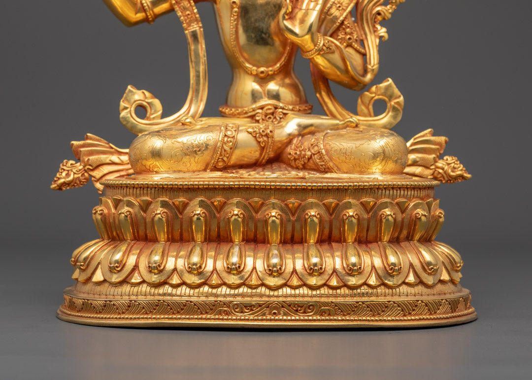 Hand-Carved Bodhisattva Manjushri Sculpture