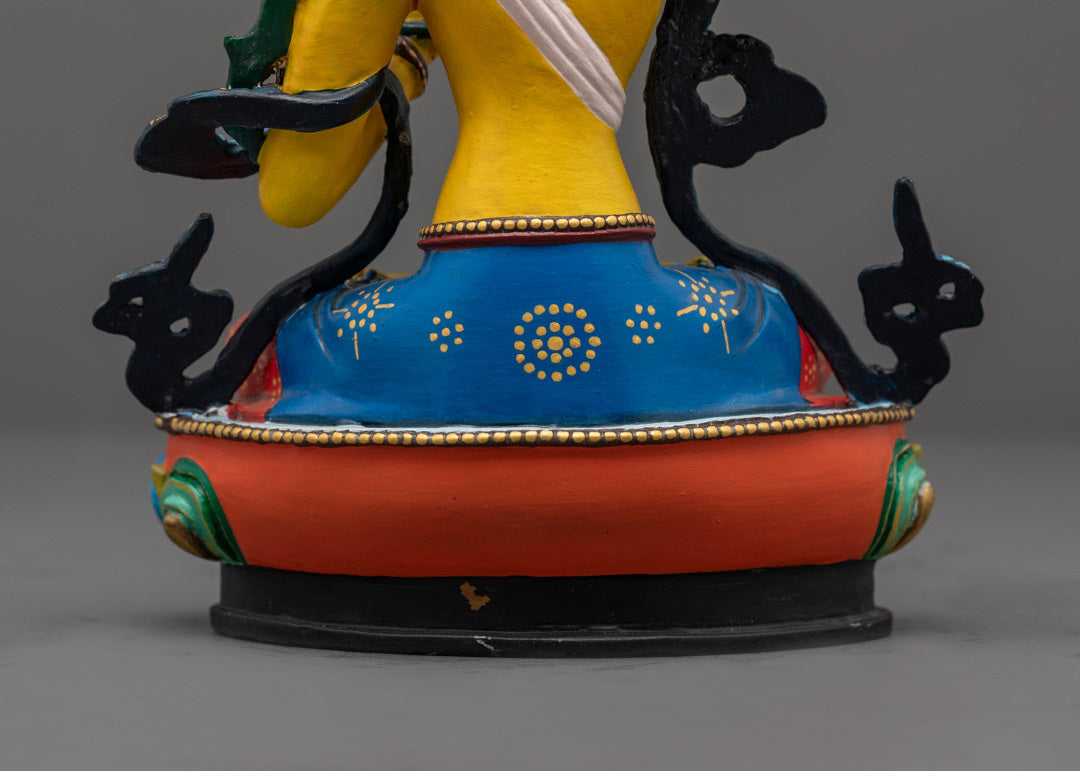 Yellow-Hued Manjushri Statue | Coloured Tibetan Artwork
