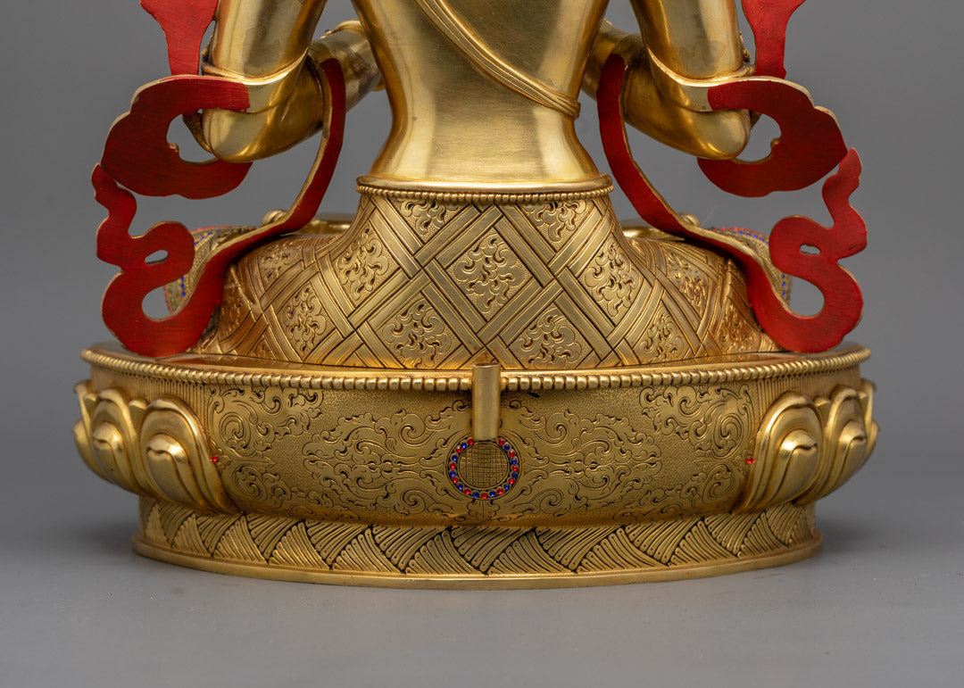 Manjushri Statue | Handcrafted 24k Gold-Gilded Buddhist Sculpture