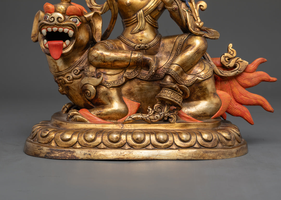 Nepalese Manjushri Statue | 24K Gold-Gilded Buddhist Deity Sculpture