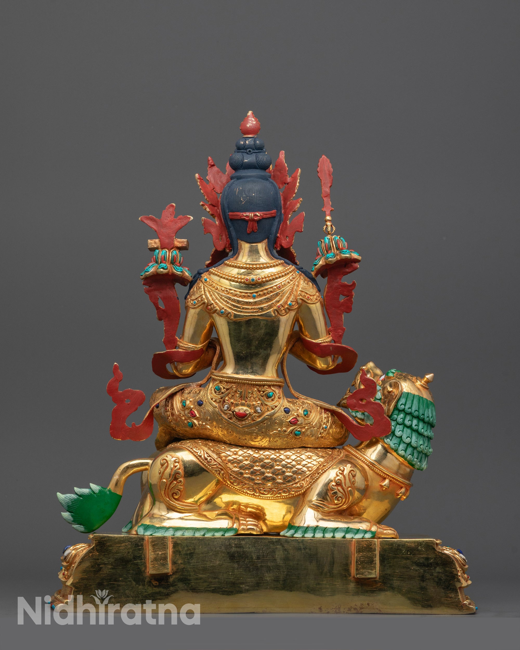 Premium Manjushri Statue with Snow Lion | Tibetan Wisdom Deity