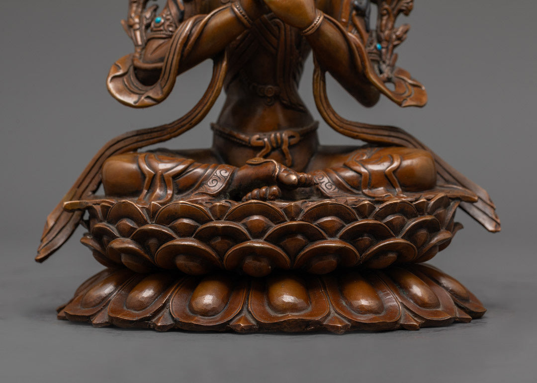 Buddhist Oxidized Manjushri Statue | Traditional Tibetan Craftsmanship