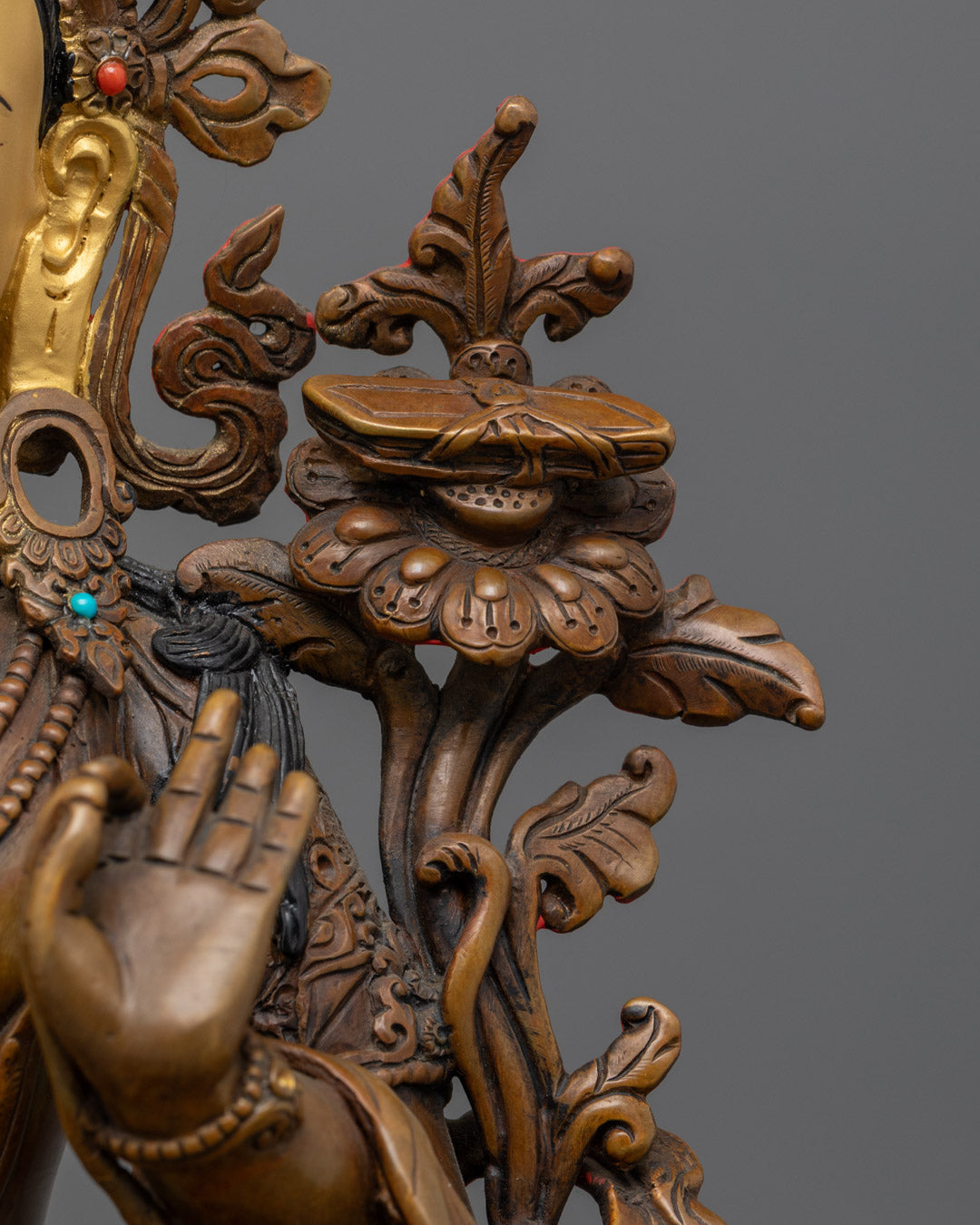 Hand-Carved Manjushri Statue | Wisdom Deity Sculpture