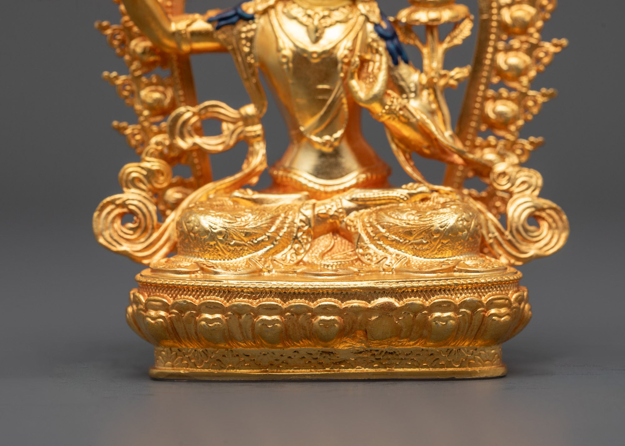 Manjushri Statue for Spiritual Insight | 24k Gold Gilded Machine Work