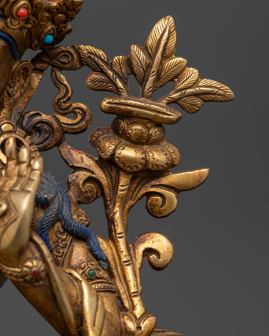 Nepalese Manjushri Statue | 24K Gold-Gilded Buddhist Deity Sculpture