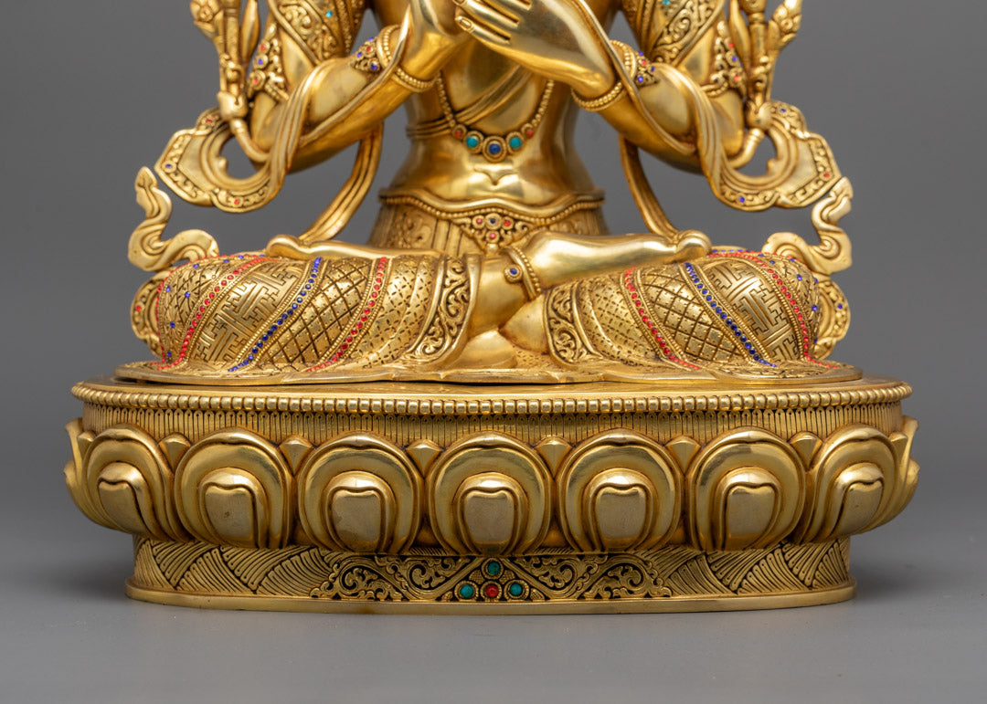 Manjushri Statue | Handcrafted 24k Gold-Gilded Buddhist Sculpture