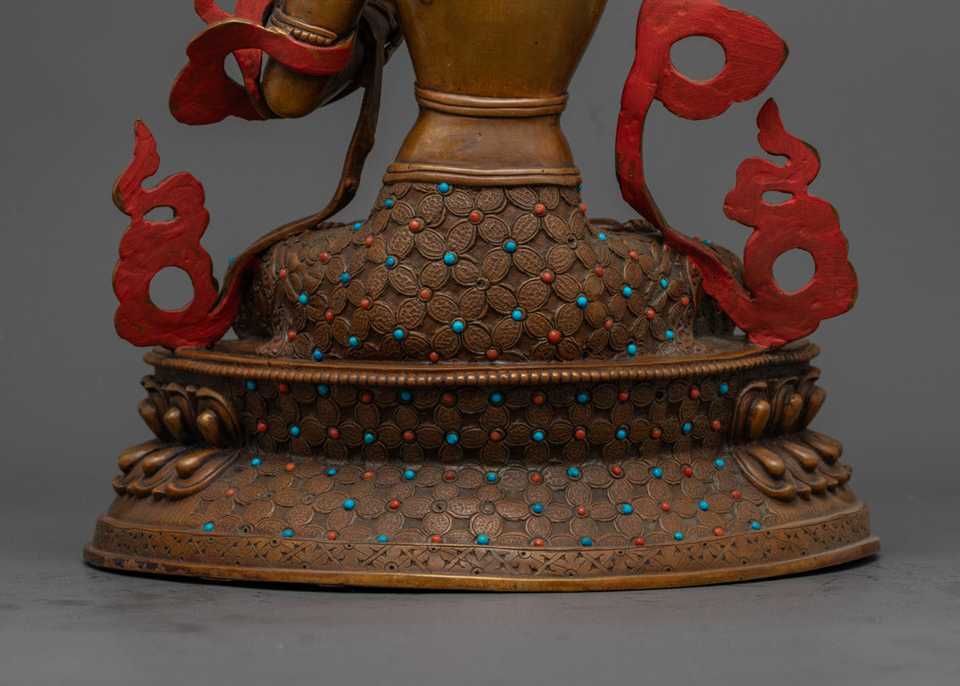 Hand-Carved Manjushri Statue | Wisdom Deity Sculpture