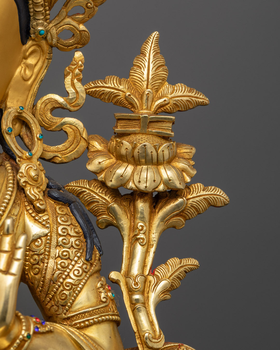 Buy Buddhist Manjushri Statue | Handcrafted 24K Gold Copper