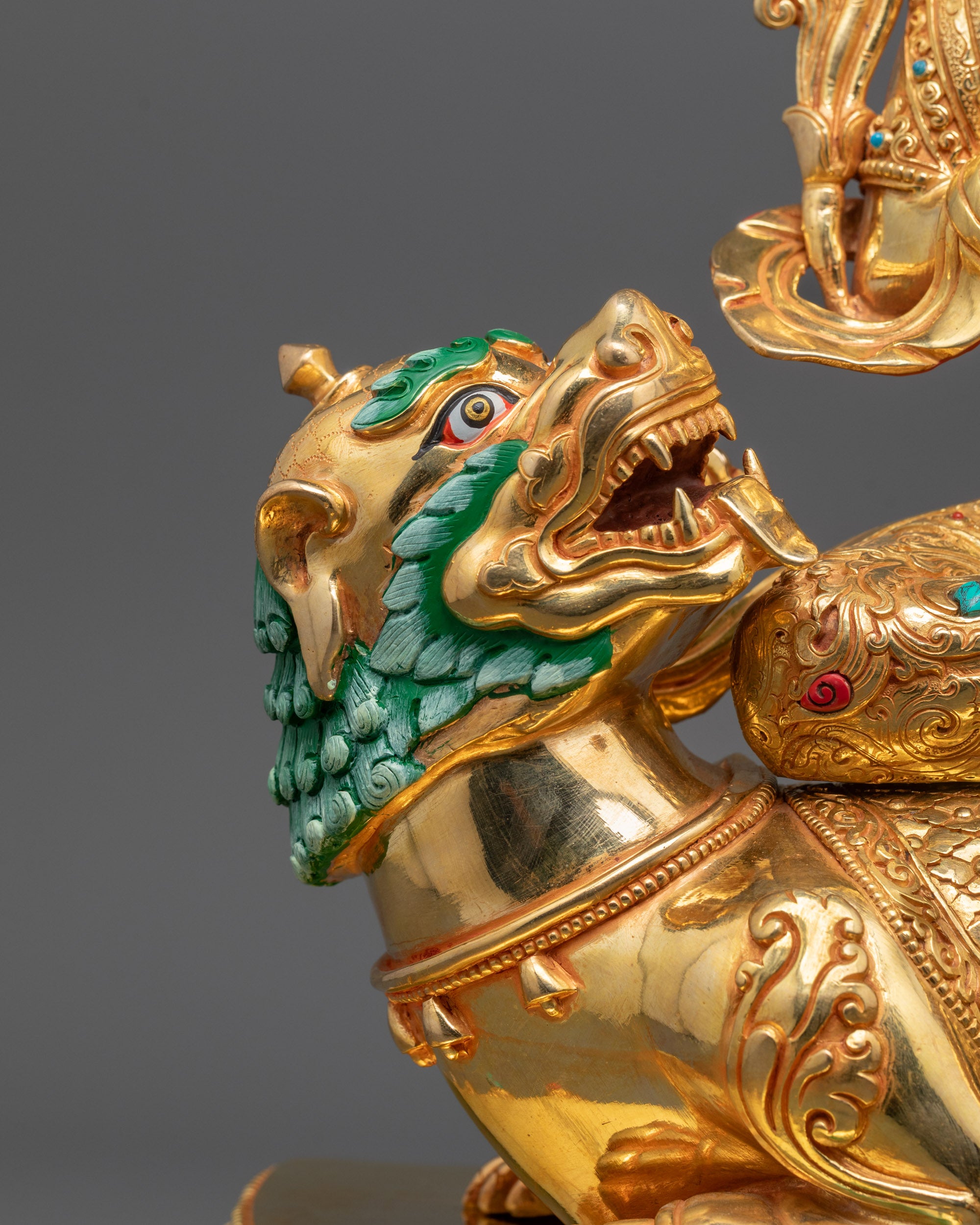 Premium Manjushri Statue with Snow Lion | Tibetan Wisdom Deity