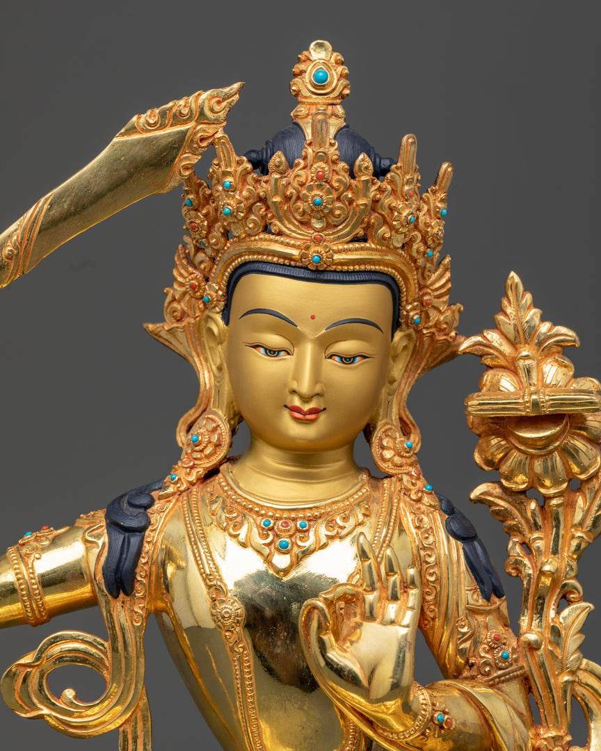 Manjushri Statue | Sacred Tibetan Bodhisattva Art