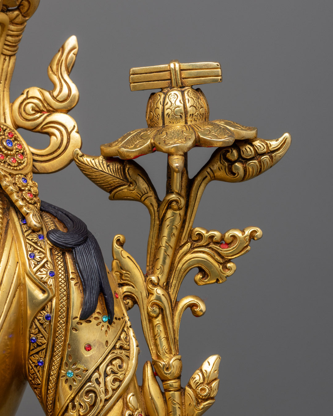 Manjushri Statue | Handcrafted 24k Gold-Gilded Buddhist Sculpture