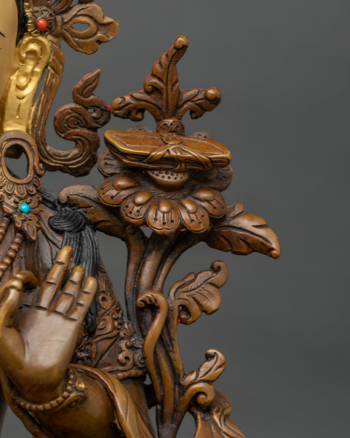 Oxidized Manjushri Copper Statue – Buddhist Wisdom Deity Figurine