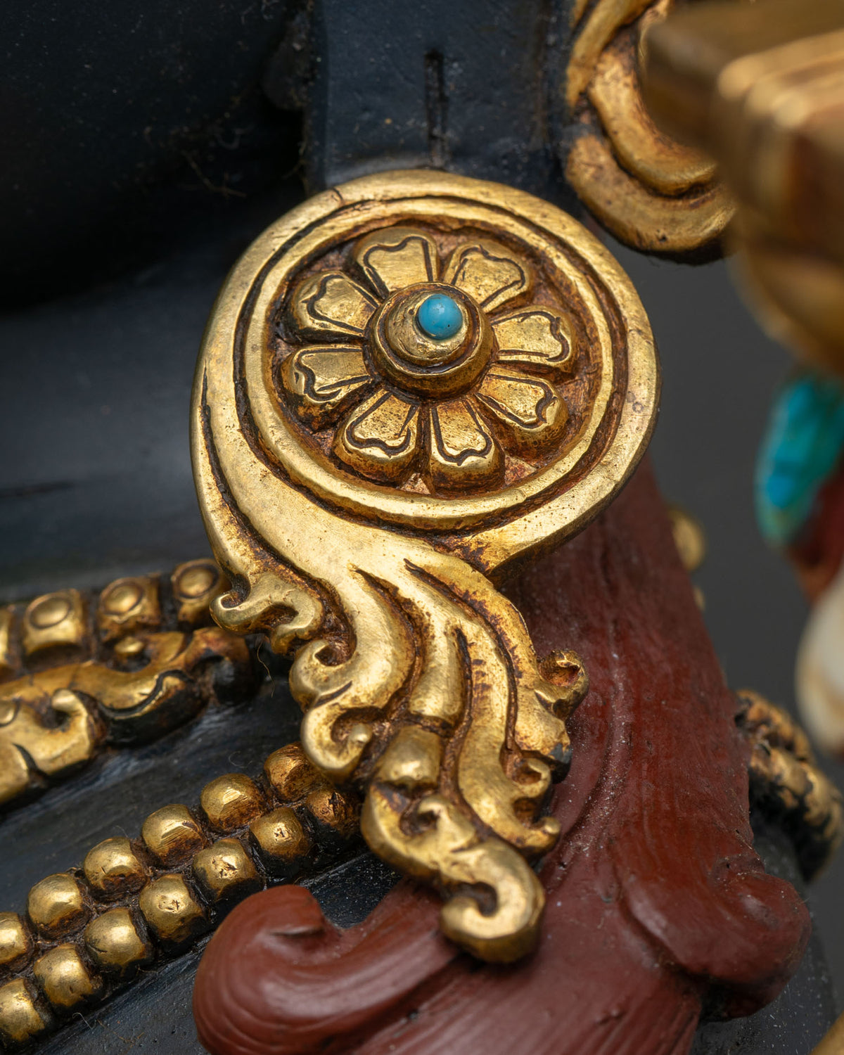 Black Manjushri Statue | Hand-Painted Wisdom Bodhisattva Sculpture