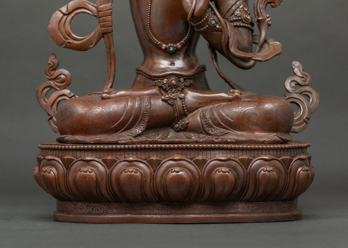 Manjushri Handmade Statue – Oxidized Copper Buddhist Altar Figurine