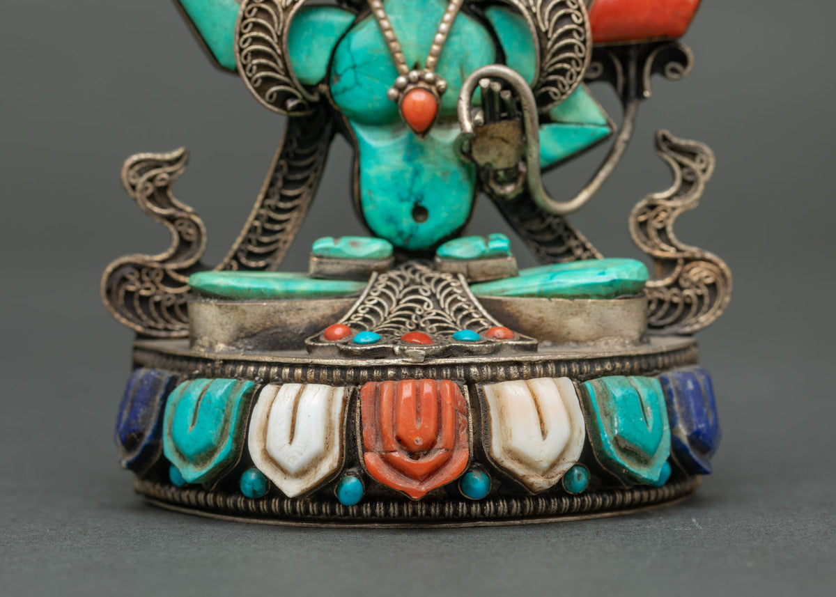 Turquoise Manjushri Statue | Beautiful Newari Buddhist Artistry