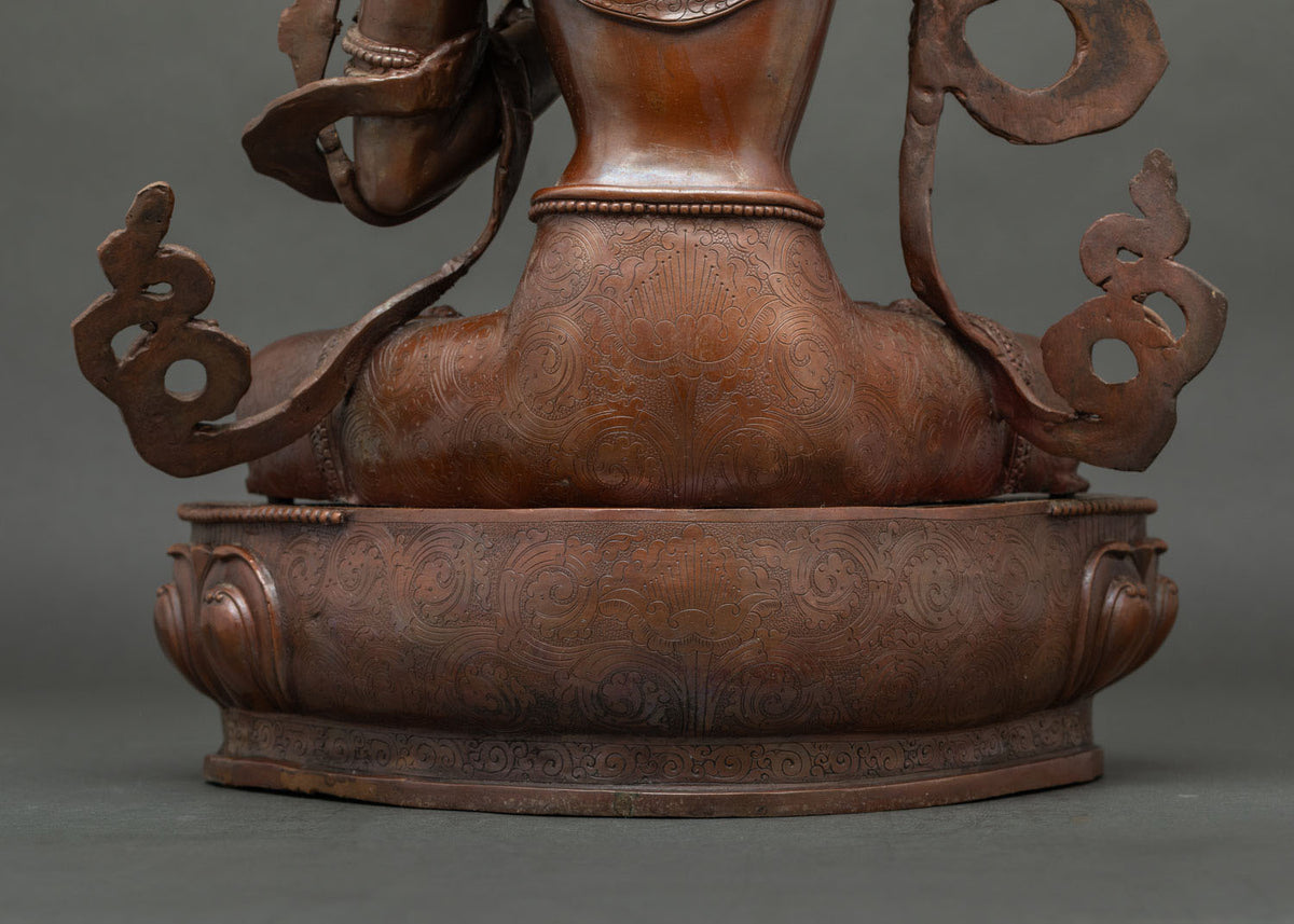 Manjushri Handmade Statue – Oxidized Copper Buddhist Altar Figurine