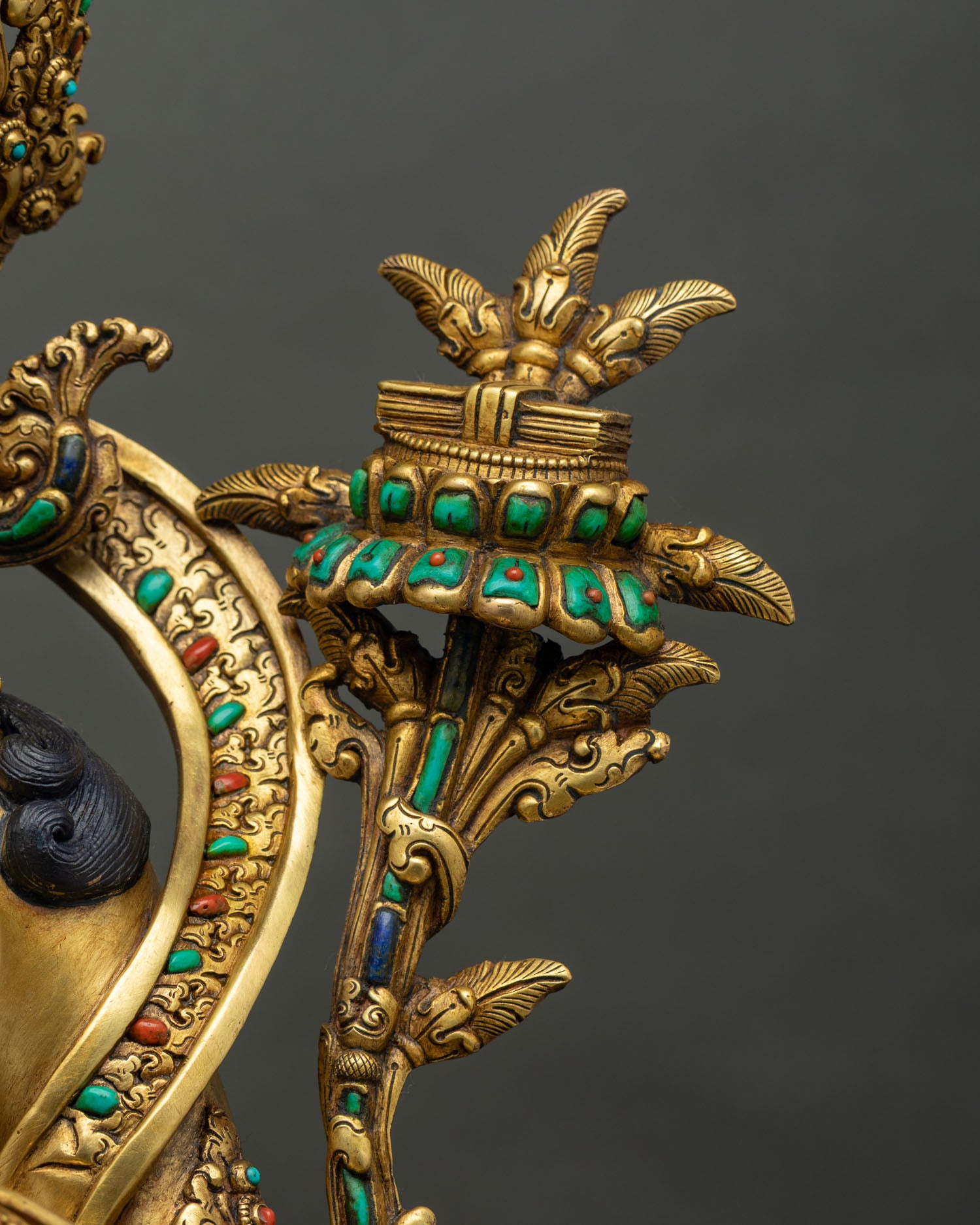 Manjushri Statue – Fully Gold Fire-Gilded Copper Sculpture