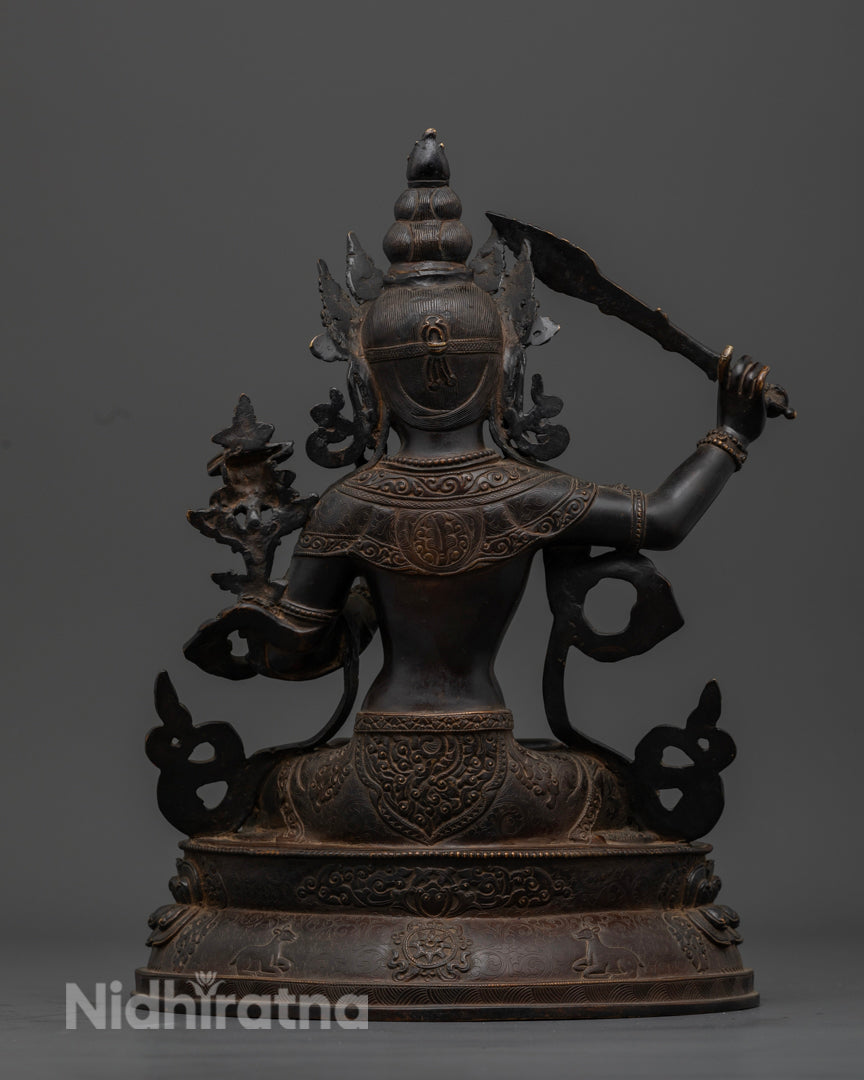 Oxidized Manjushri Statue | Bodhisattva of Perfected Wisdom