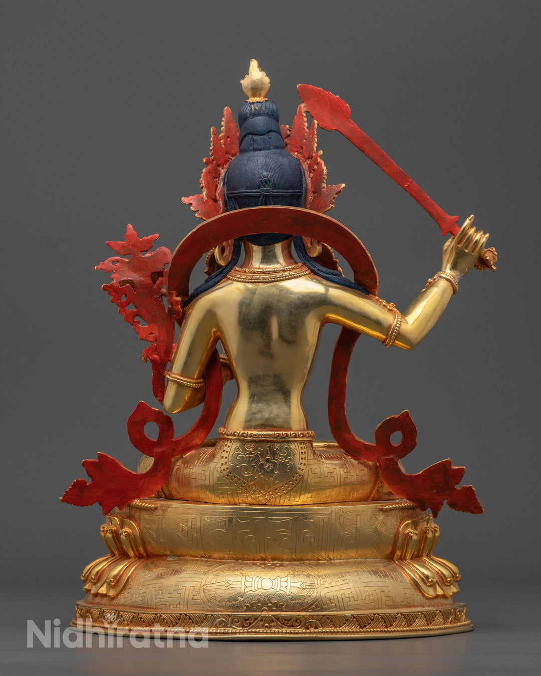 Hand-Carved Bodhisattva Manjushri Sculpture