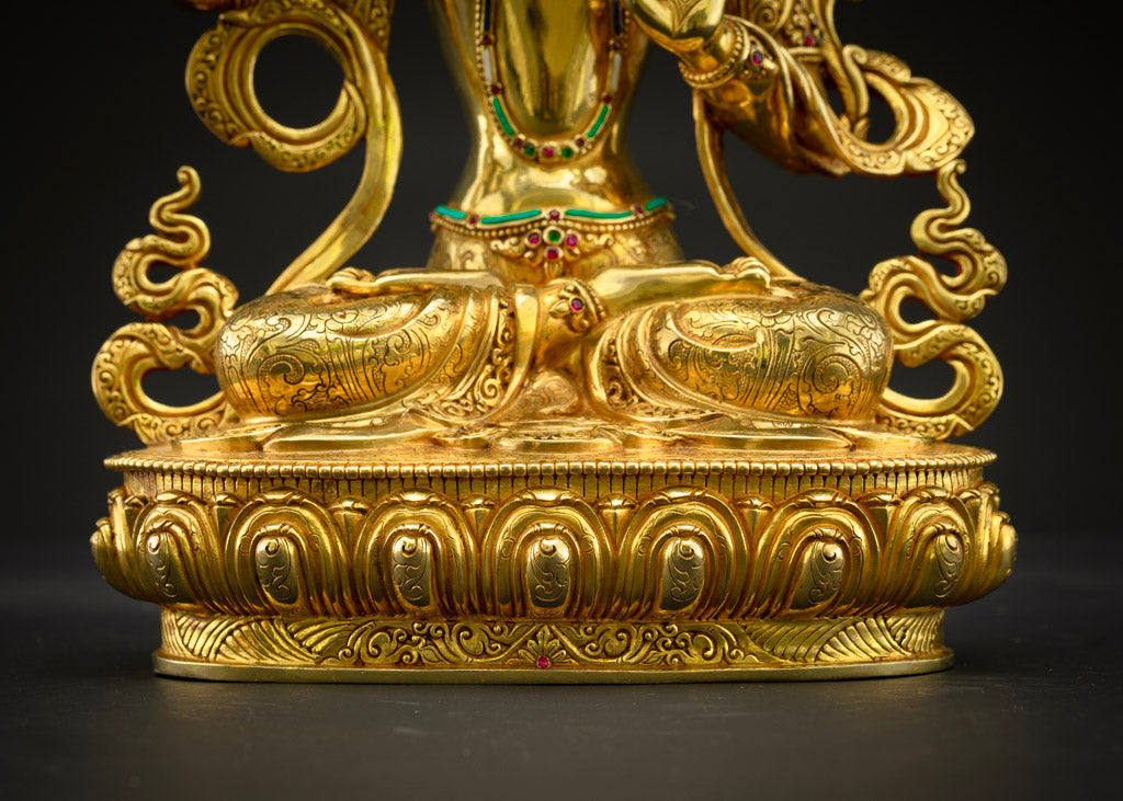 Manjushri Statue in 24K Gold Plated | Buddha of Wisdom