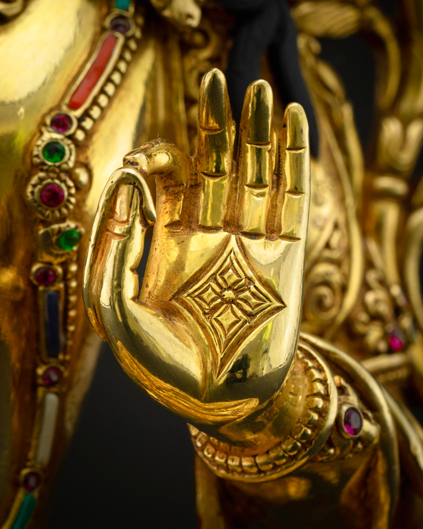 Manjushri Statue in 24K Gold Plated | Buddha of Wisdom