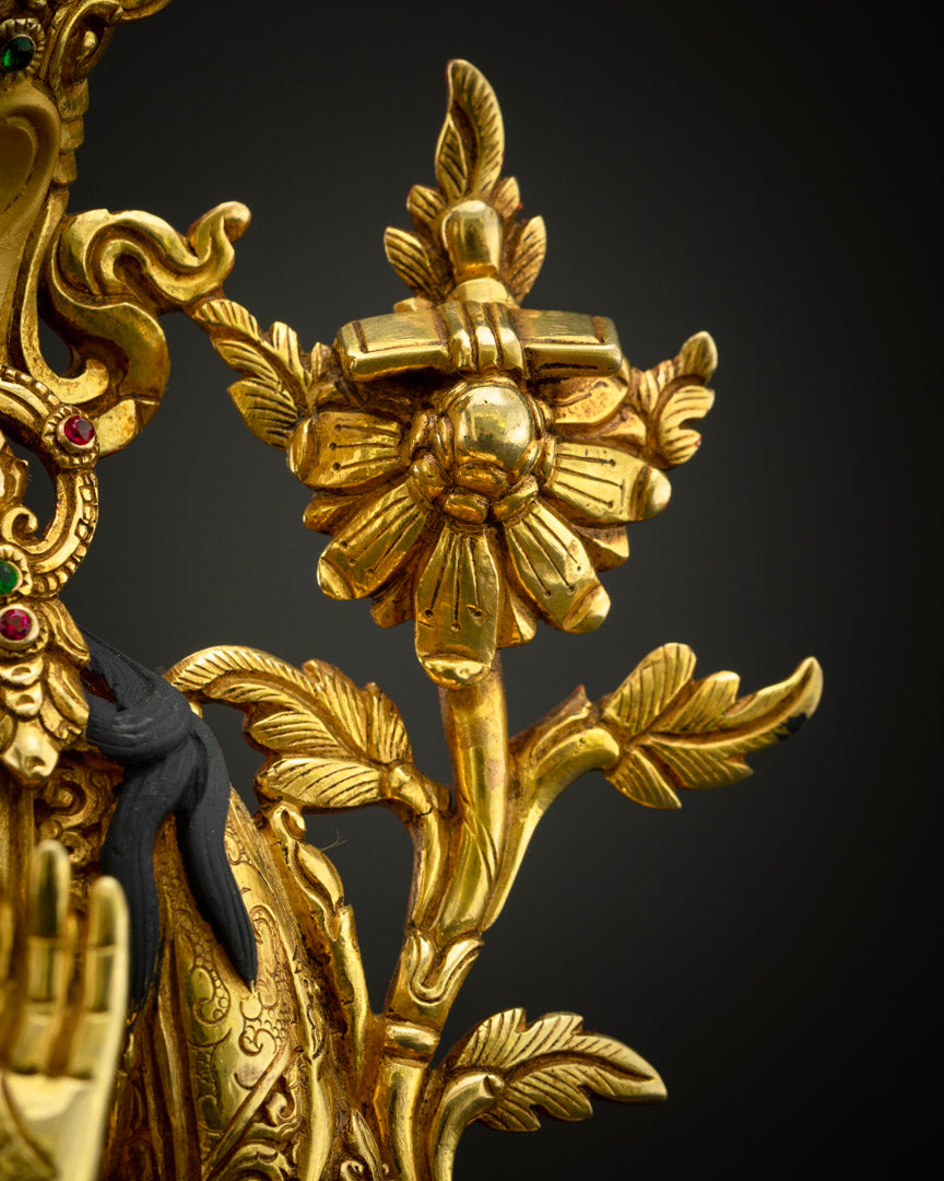 Manjushri Statue in 24K Gold Plated | Buddha of Wisdom