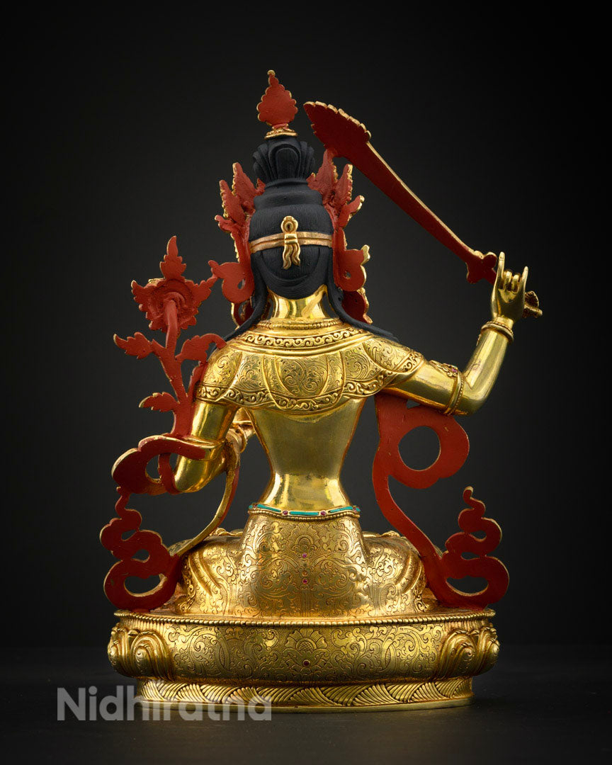 Manjushri Statue in 24K Gold Plated | Buddha of Wisdom