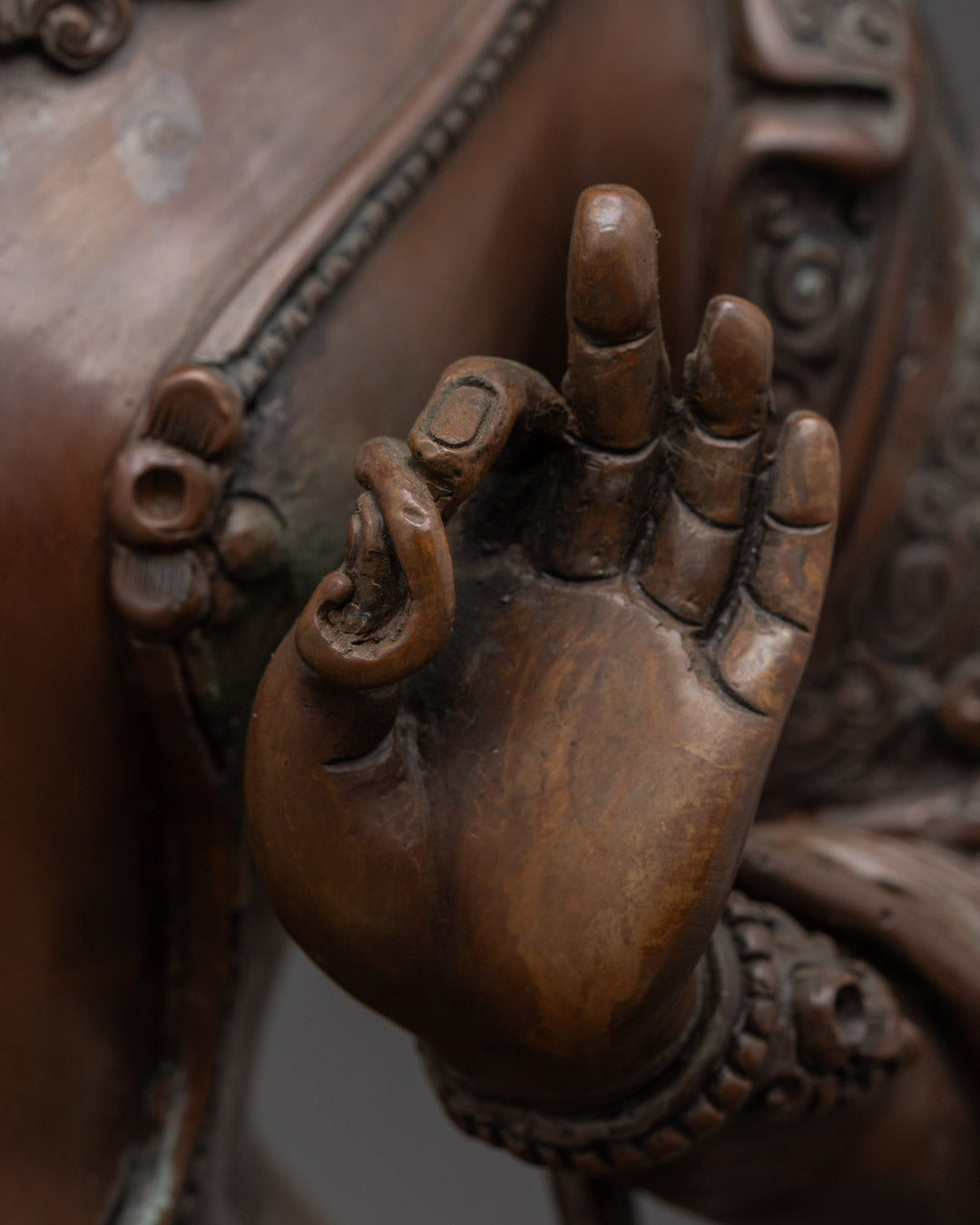Manjushri Statue | Hand-Carved Oxidized Copper