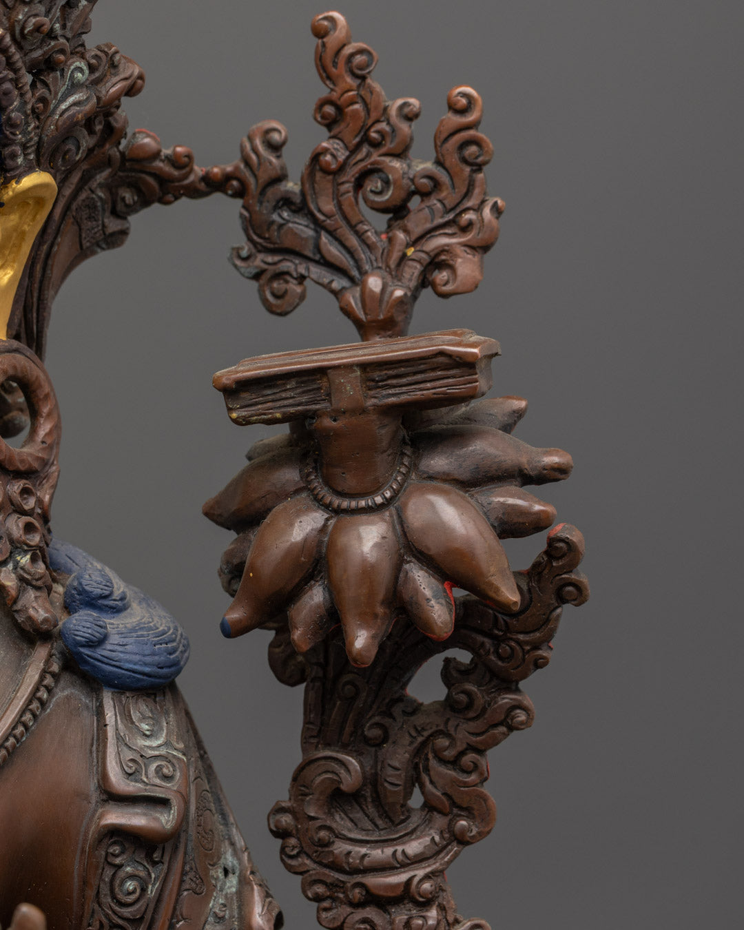 Manjushri Statue | Hand-Carved Oxidized Copper