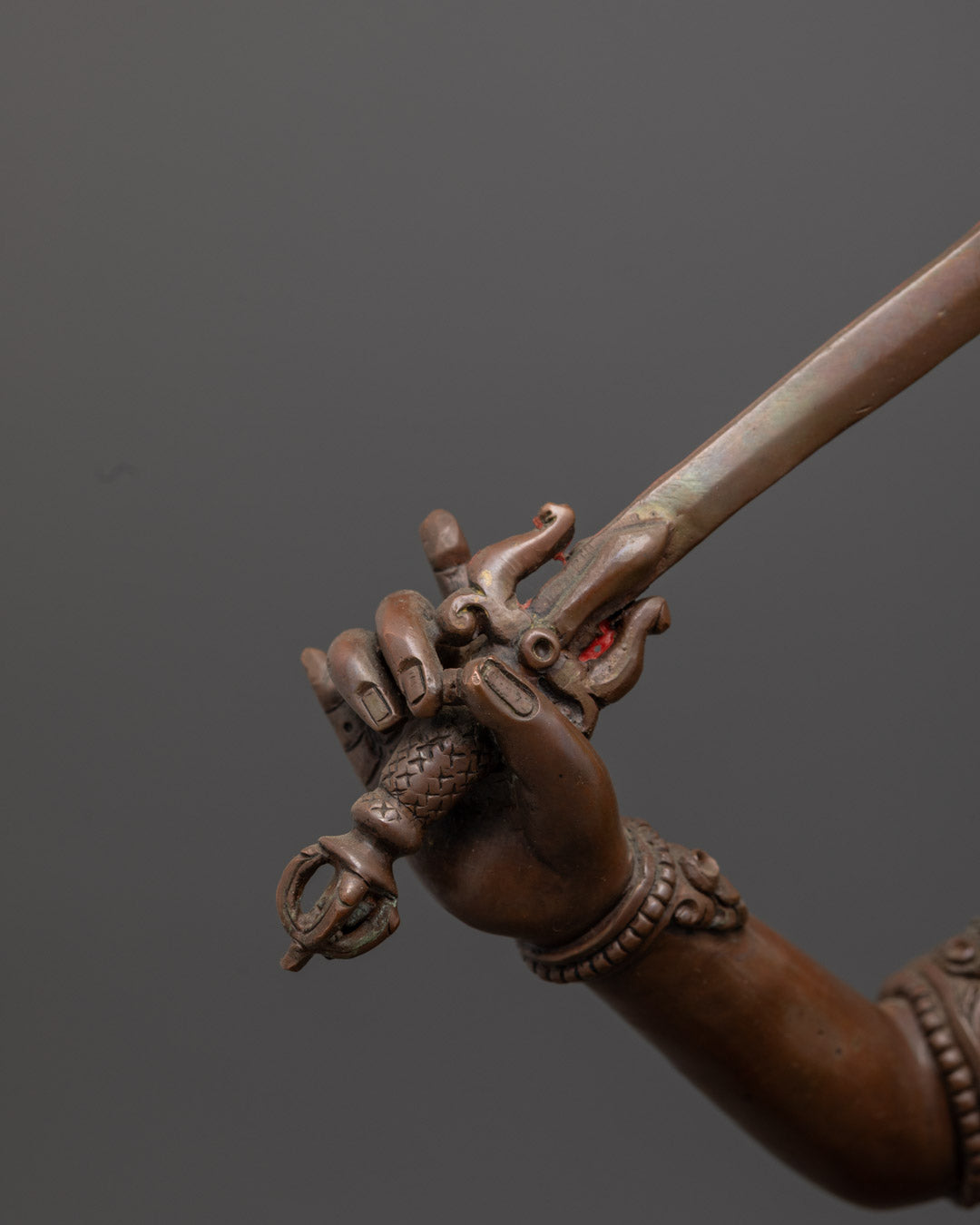 Manjushri Statue | Hand-Carved Oxidized Copper