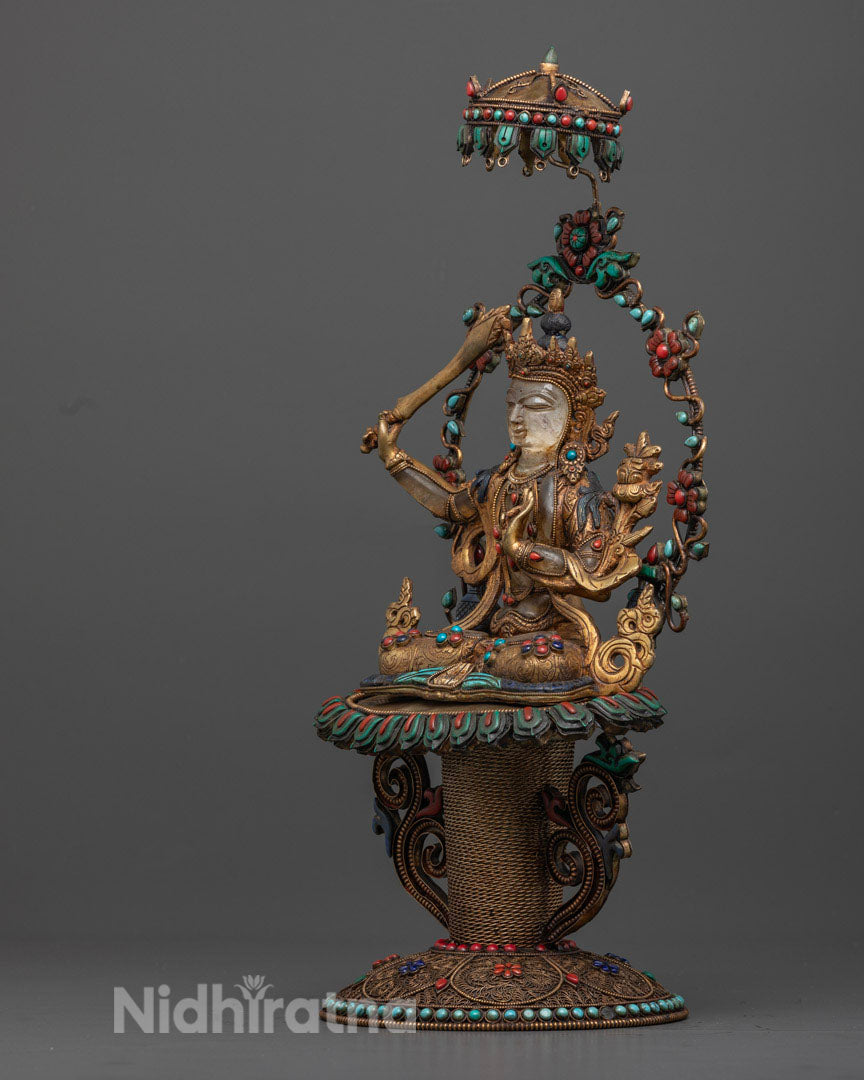 Handmade Crystal Manjushri Statue | Tibetan Artwork