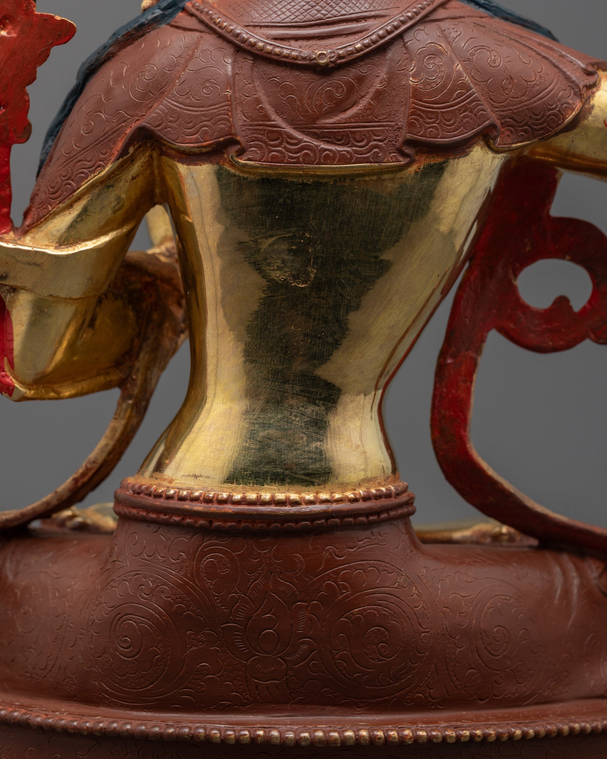 Handmade Manjushri Statue | Half Fire-Gilded Copper Idol
