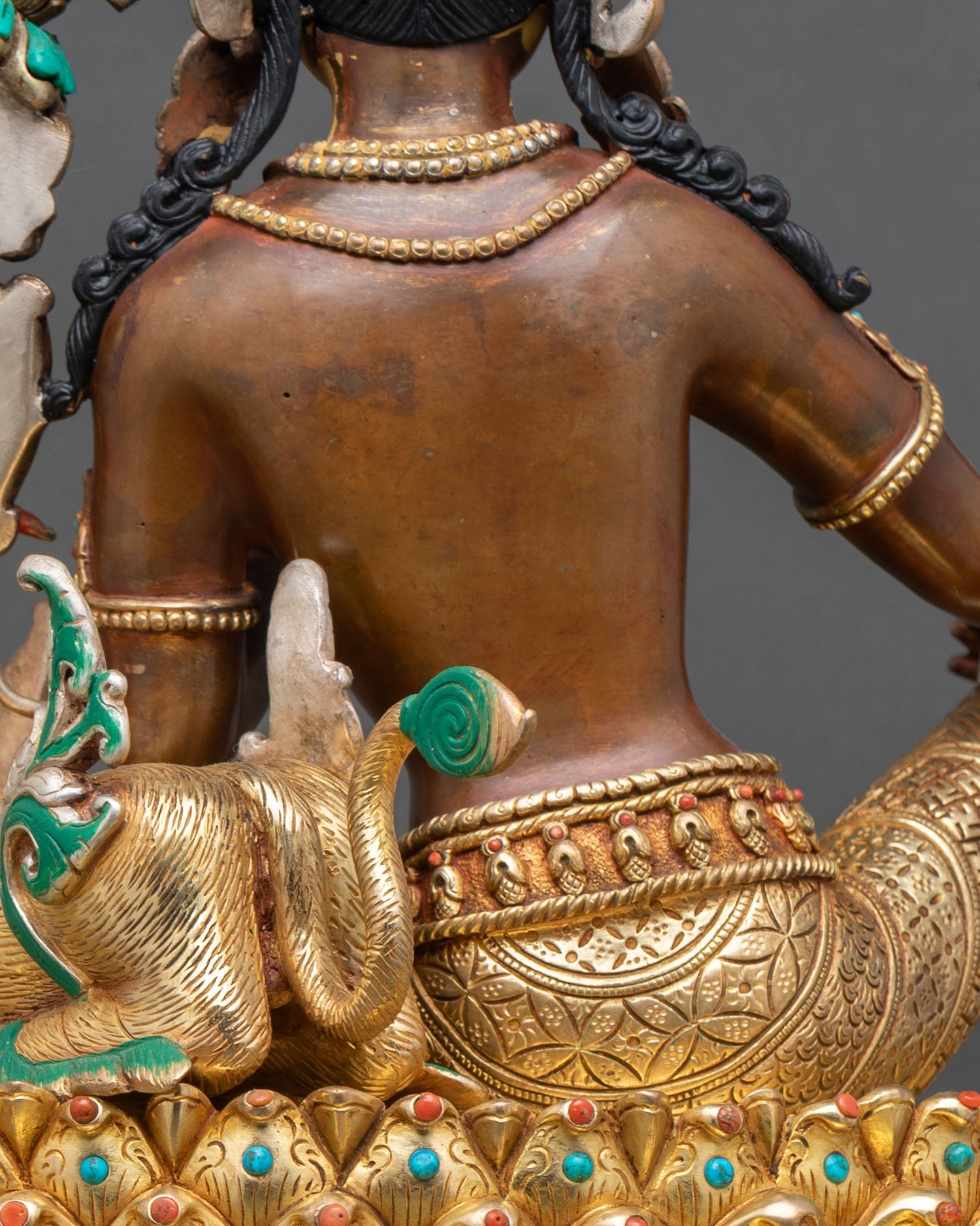 Simhanada Manjushri Seated on Throne Statue | Handmade in Nepal