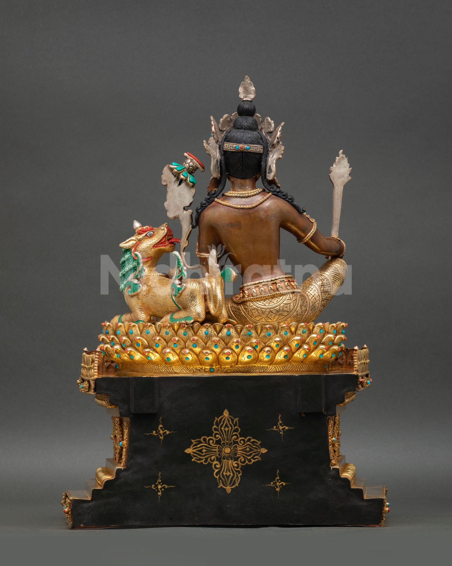 Simhanada Manjushri Seated on Throne Statue | Handmade in Nepal