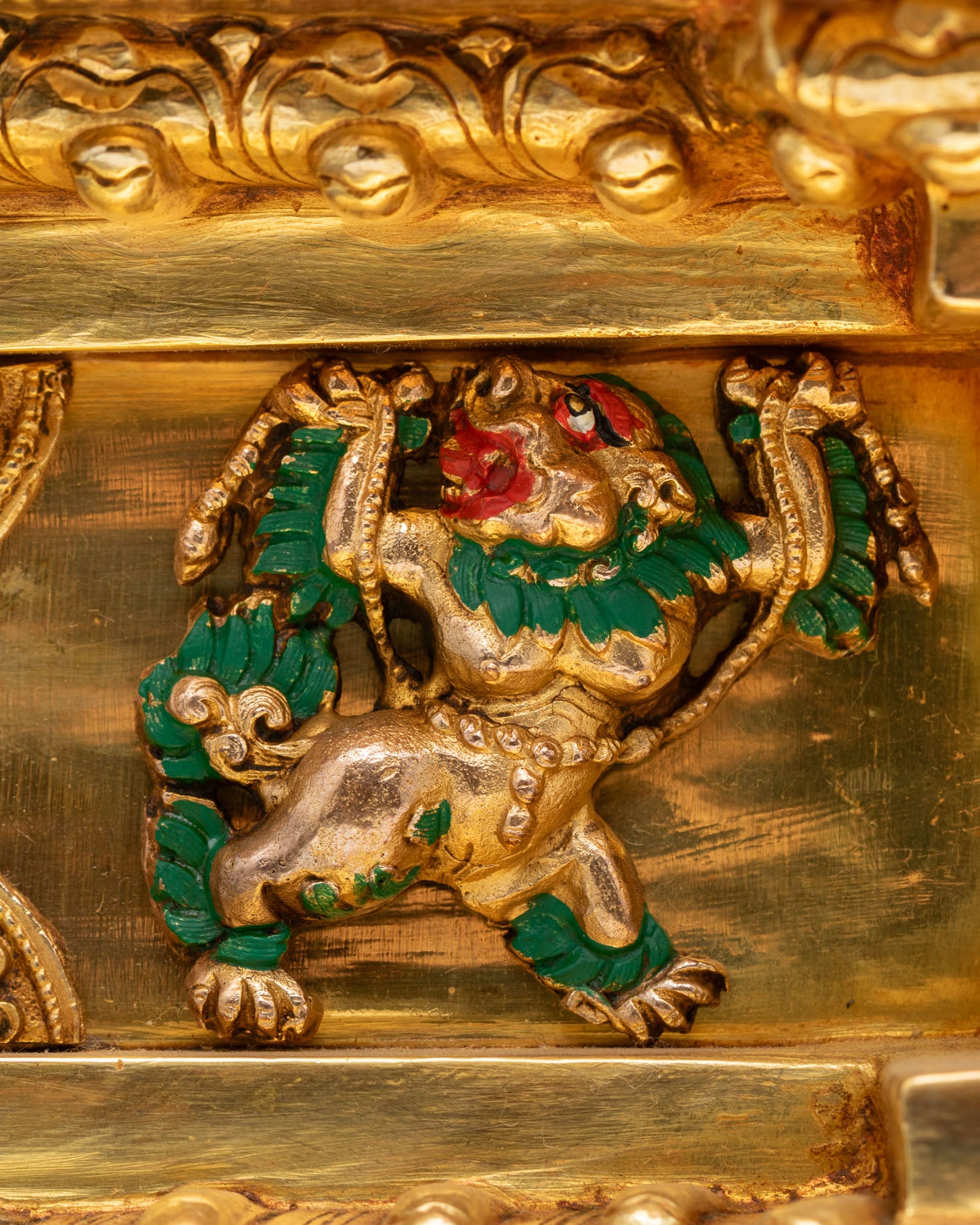 Simhanada Manjushri Seated on Throne Statue | Handmade in Nepal