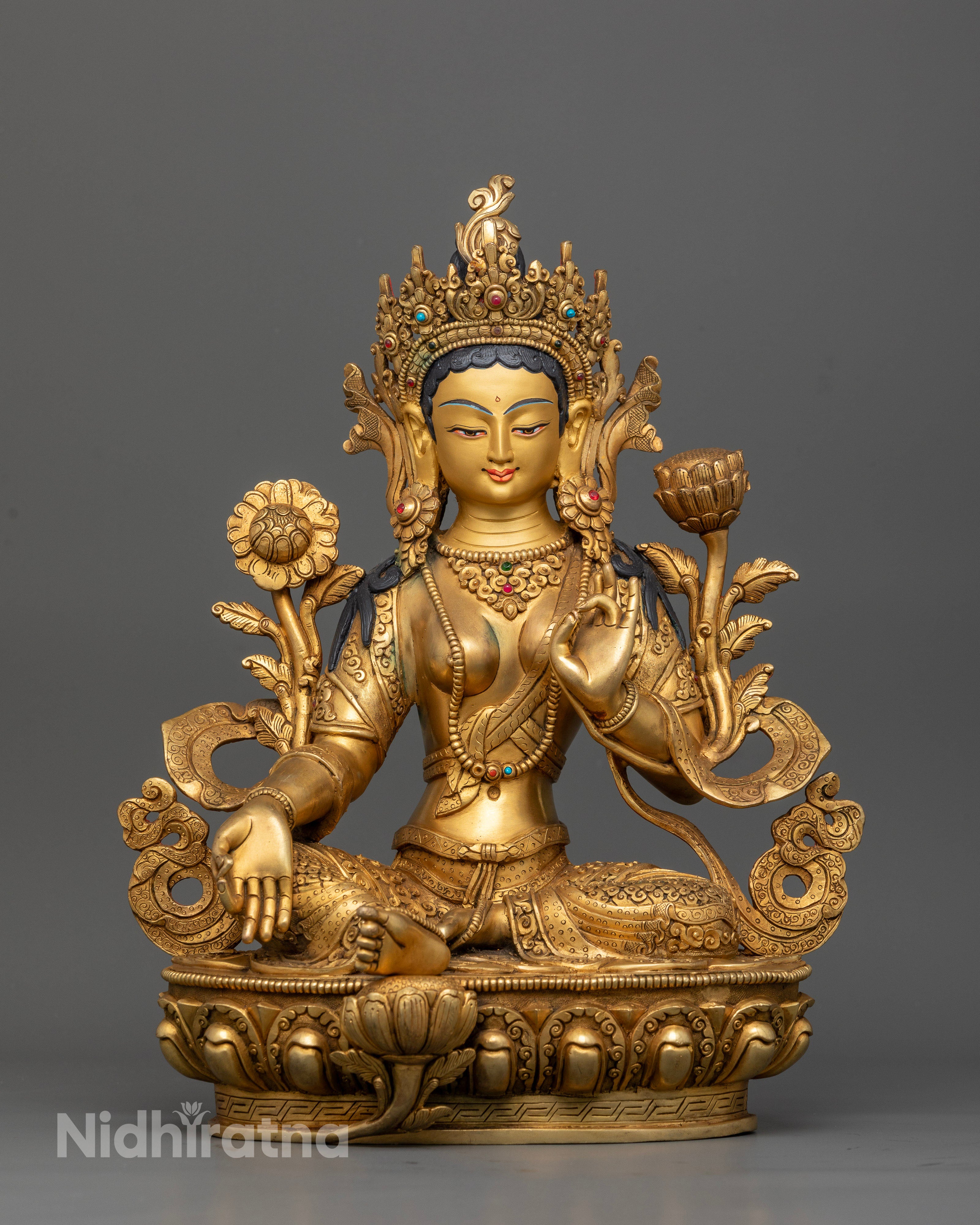 Matte Mother Green Tara Sculpture