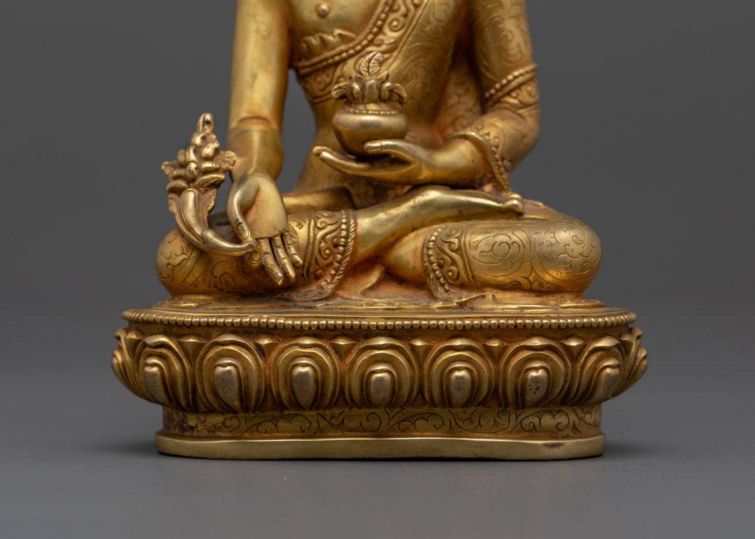 24K Gold-Gilded Medicine Buddha Statue | Sacred Healing & Wellness