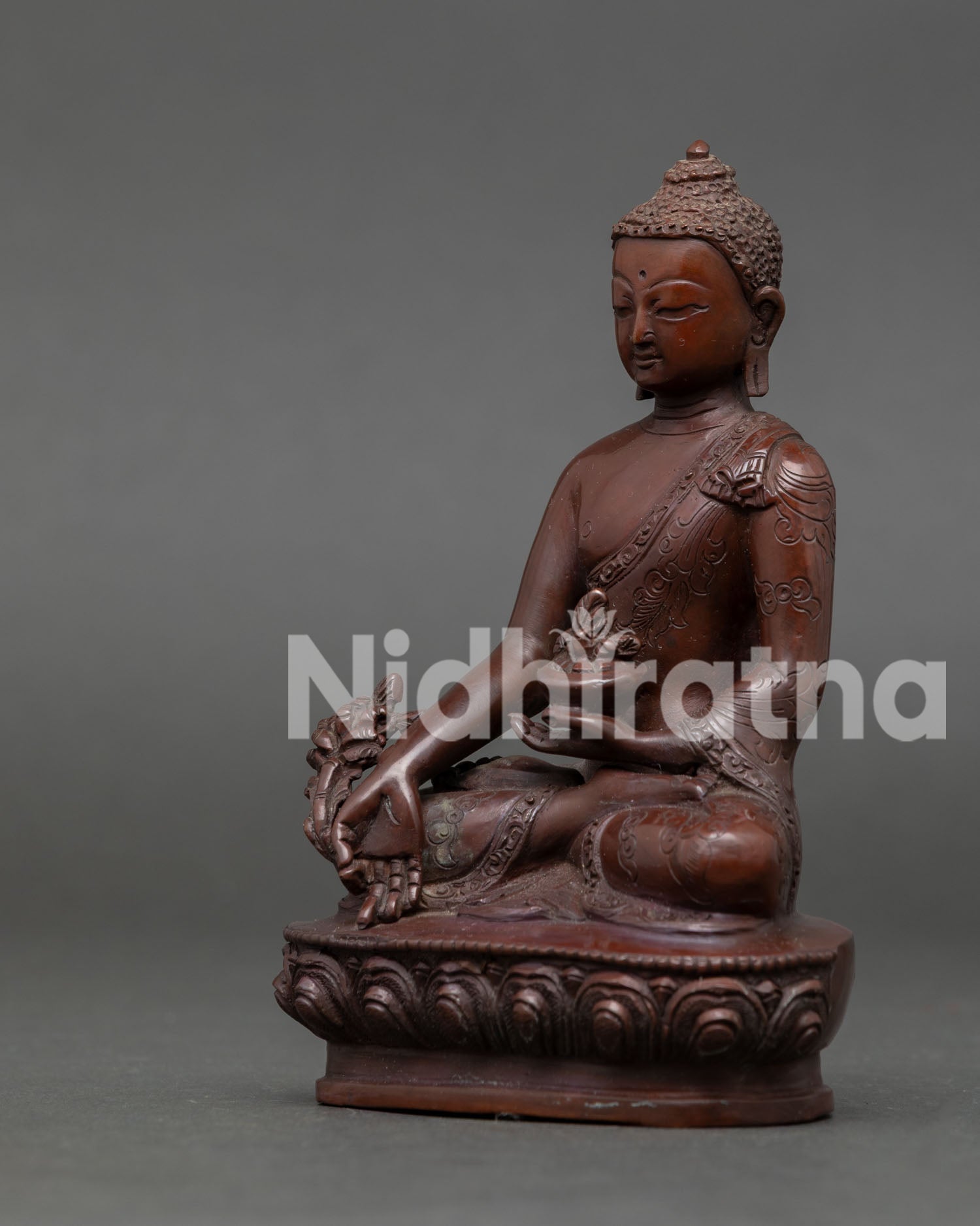 Medicine Buddha showing serene expression representing compassion, healing, and inner peace.