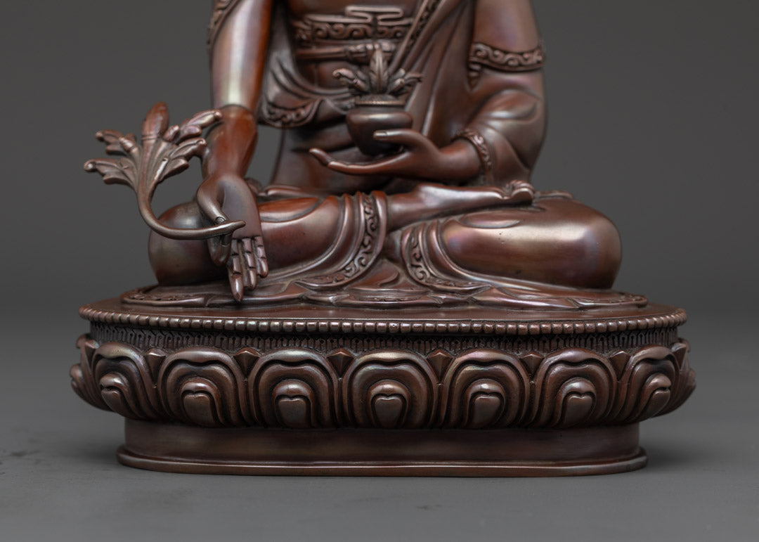 Sacred Trio Buddha Statue Set in Oxidized Copper
