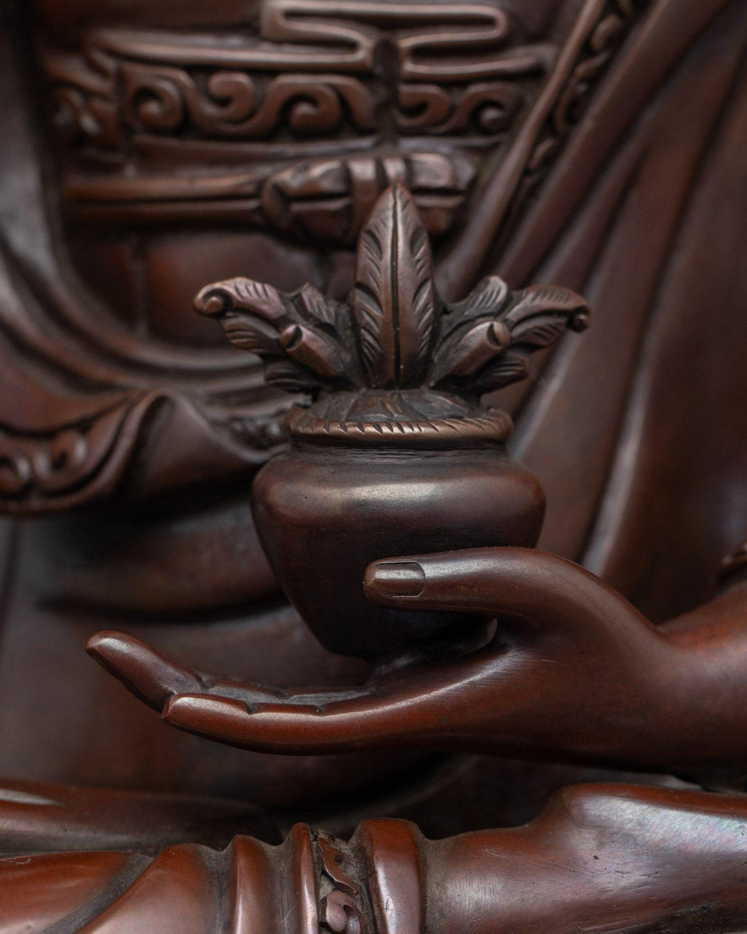 Sacred Trio Buddha Statue Set in Oxidized Copper