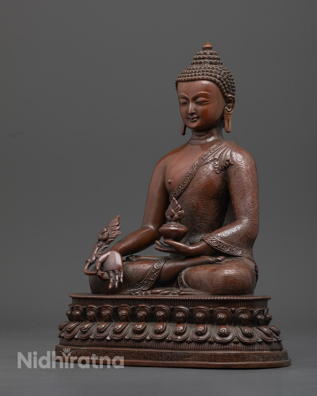 Medicine Buddha Statue | Handcrafted Oxidized Copper Sculpture