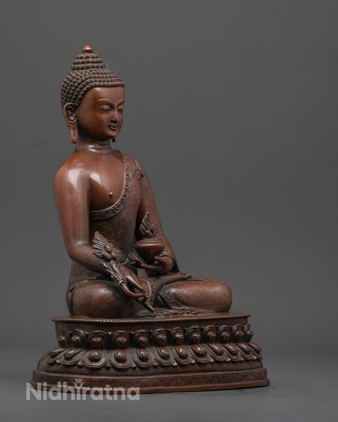 Medicine Buddha Statue | Handcrafted Oxidized Copper Sculpture