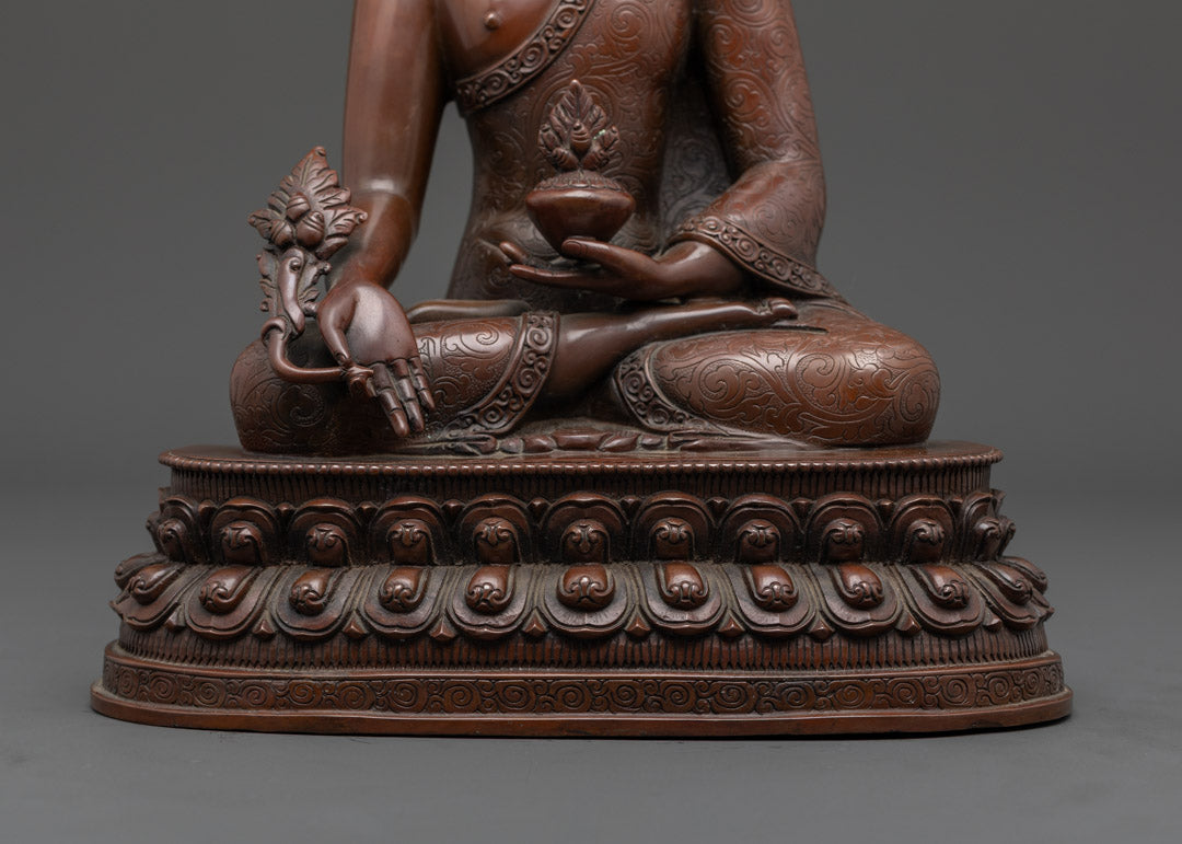 Medicine Buddha Statue | Handcrafted Oxidized Copper Sculpture
