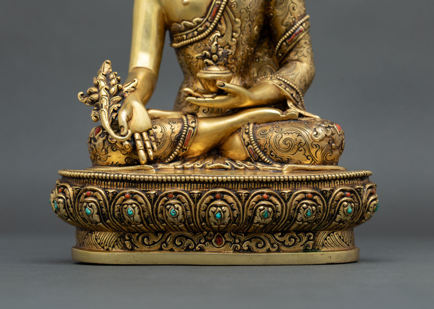 Medicine Buddha Sculpture | Gold Fire-Gilded Artwork