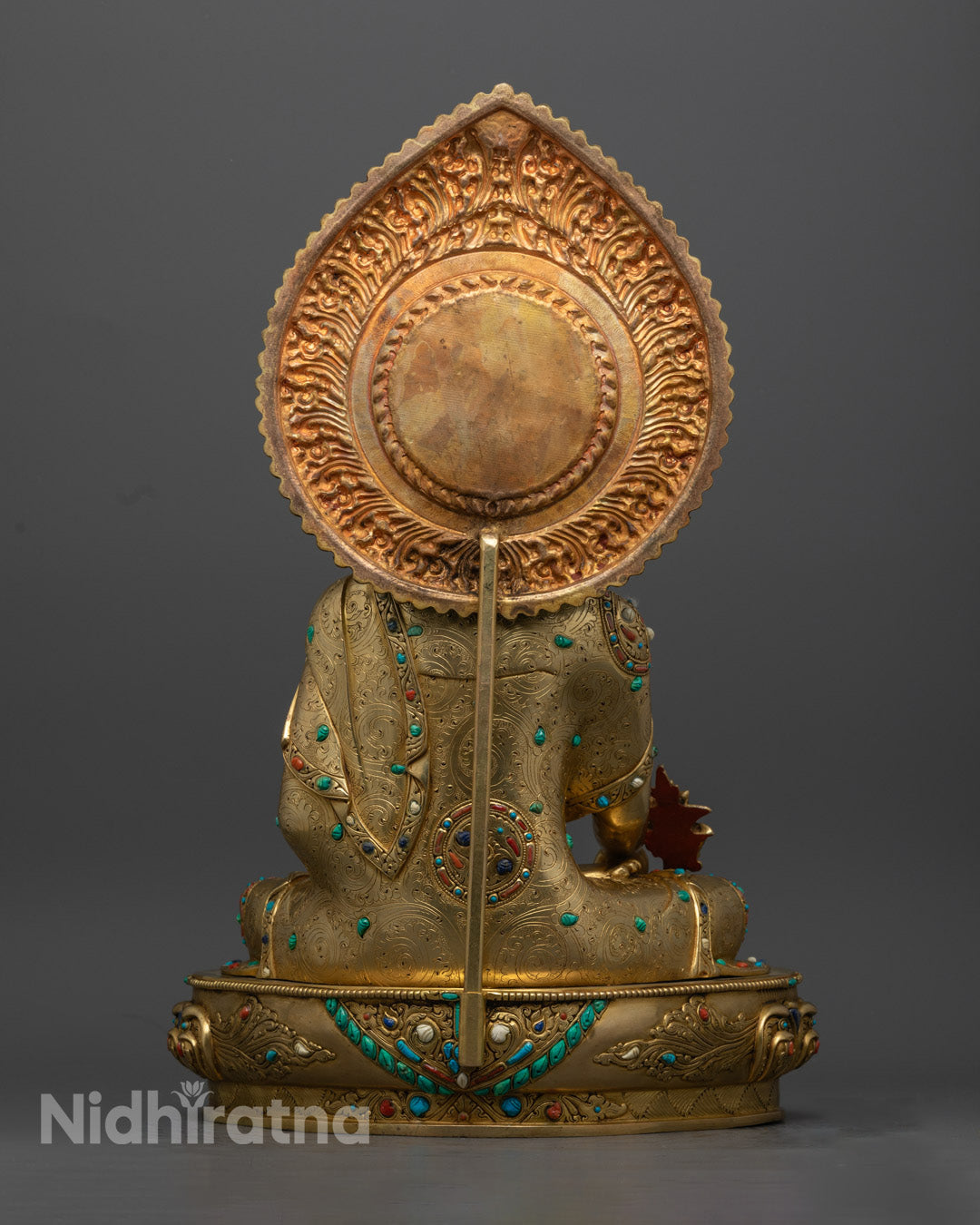 Healing Medicine Buddha Statue in 24k Gold Gilded Copper