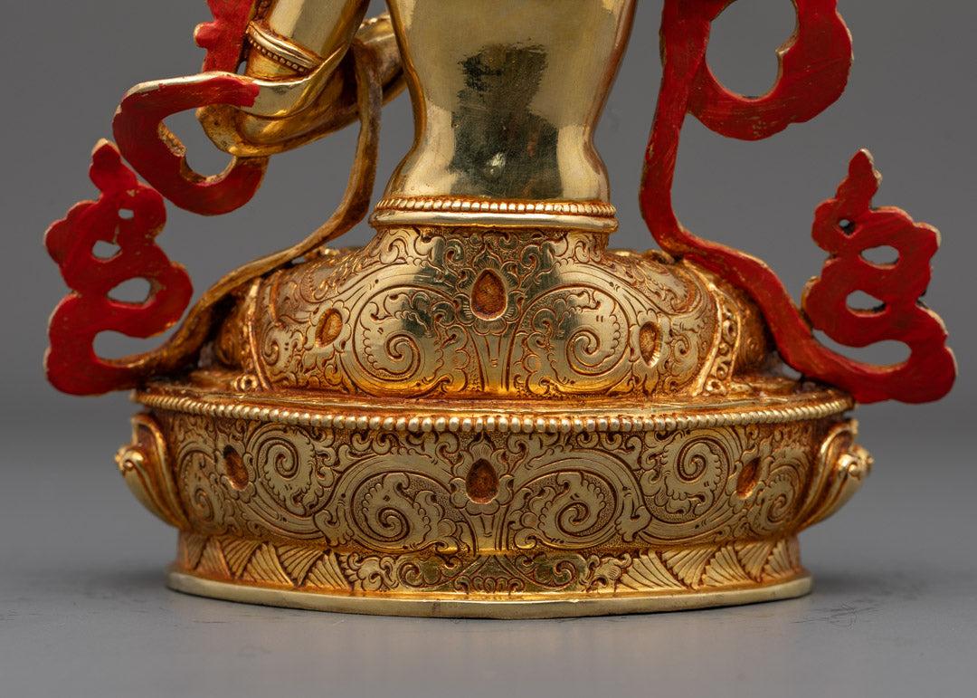 Traditional Manjushri Statue | 24K Gold Gilded Copper Art