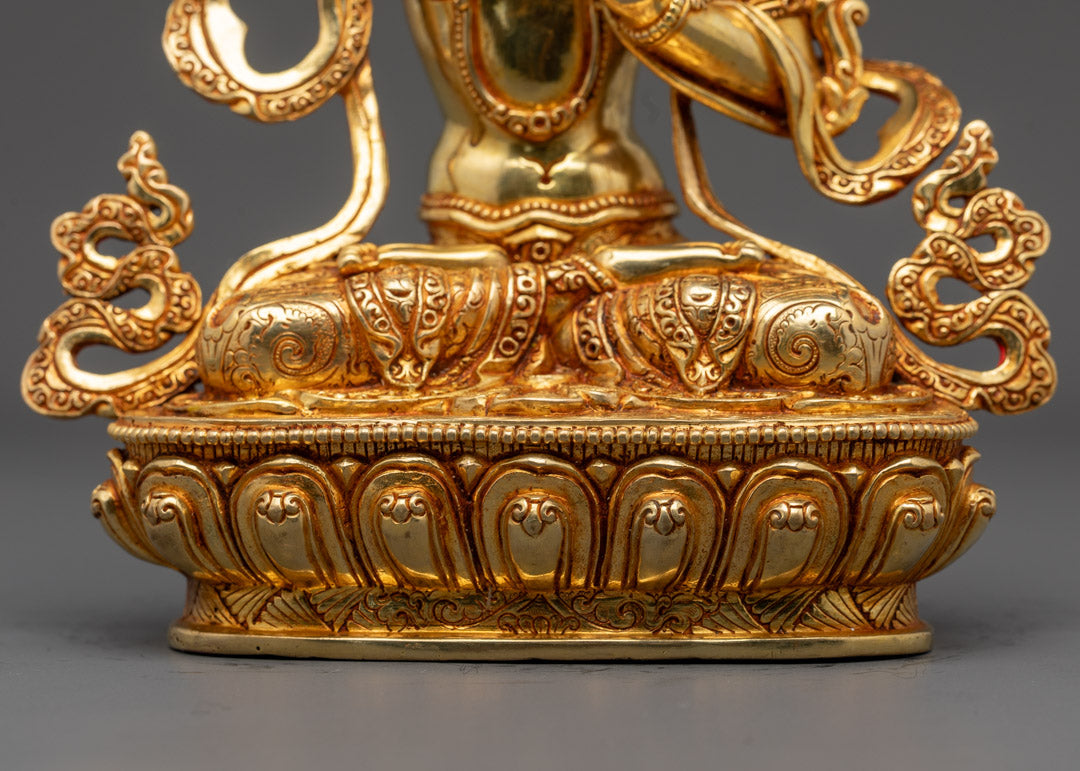Traditional Manjushri Statue | 24K Gold Gilded Copper Art