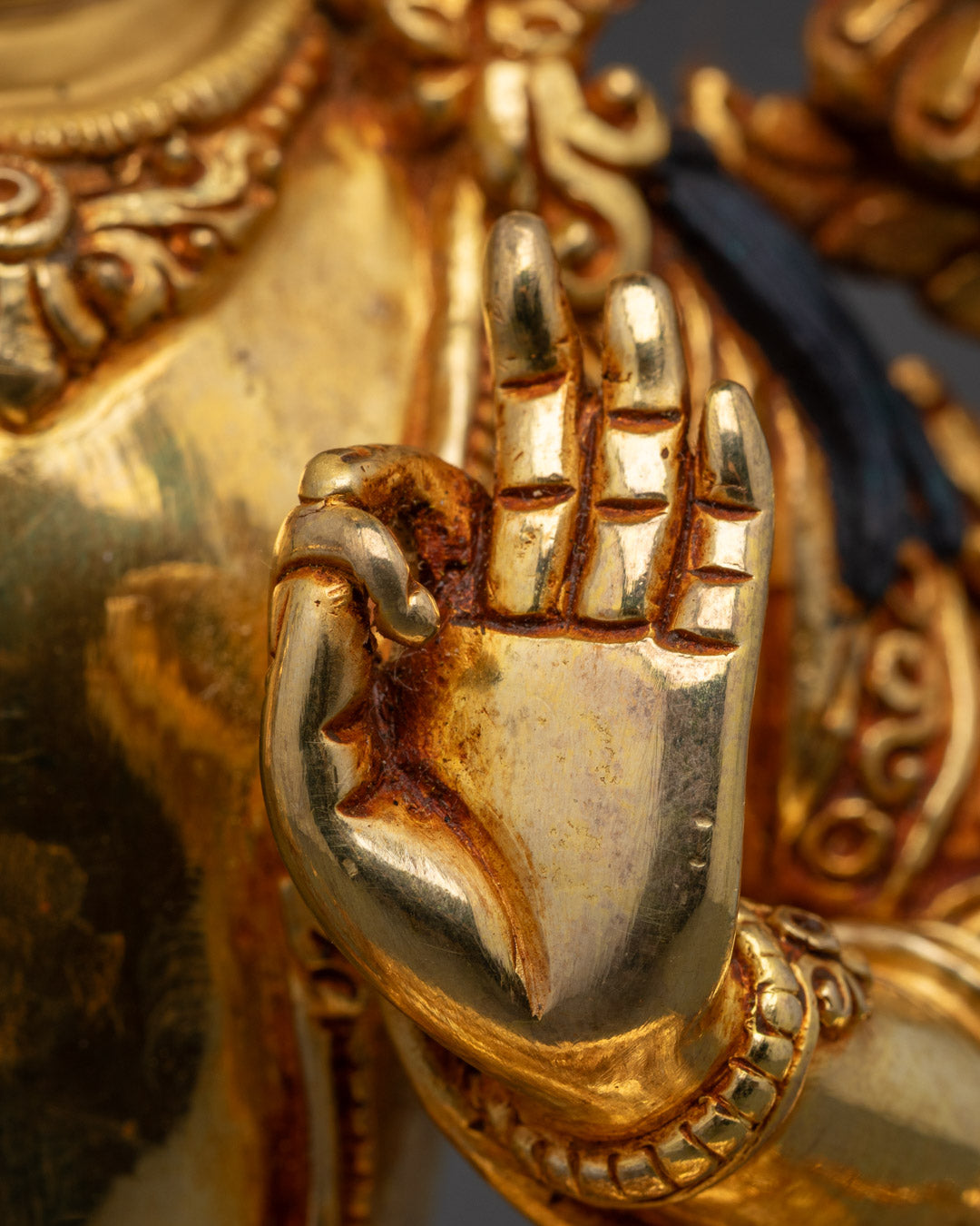 Traditional Manjushri Statue | 24K Gold Gilded Copper Art