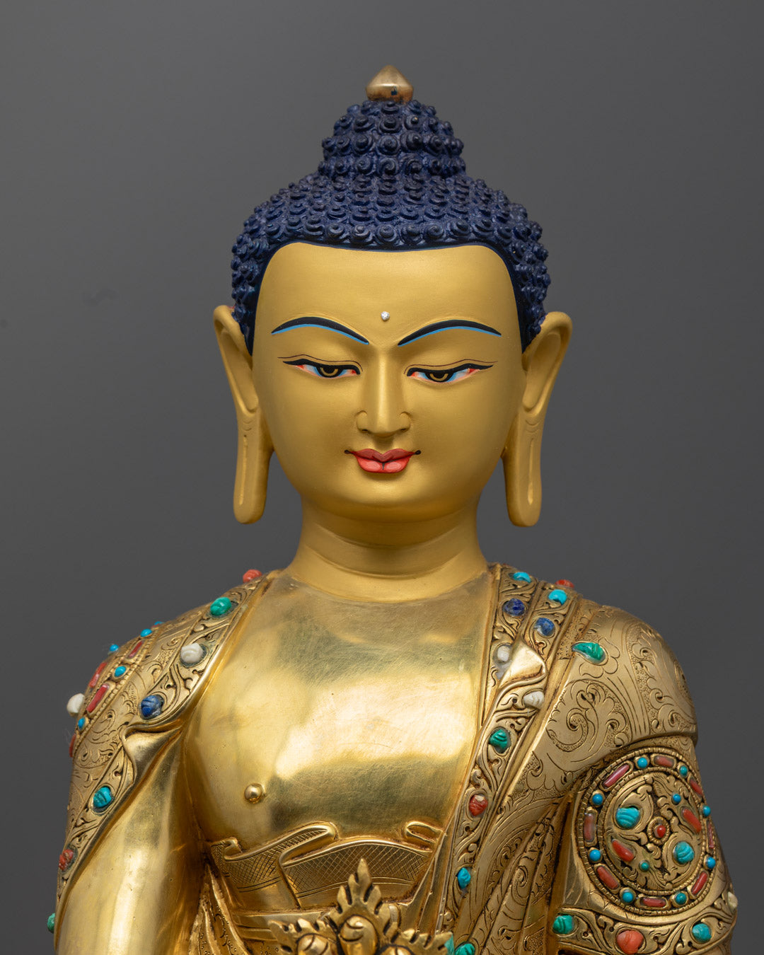 Healing Medicine Buddha Statue in 24k Gold Gilded Copper