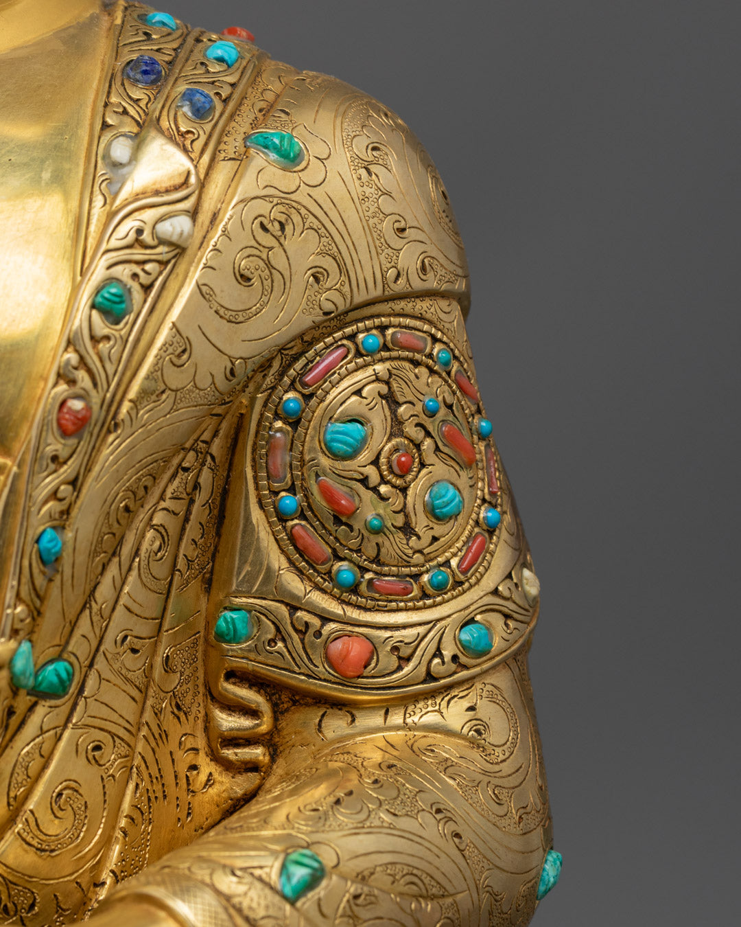 Healing Medicine Buddha Statue in 24k Gold Gilded Copper